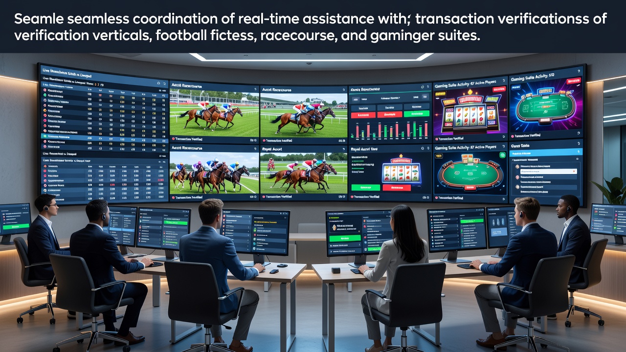 Illustration of integrated systems linking real-time customer support with transaction verification across football, racing, and casino betting platforms