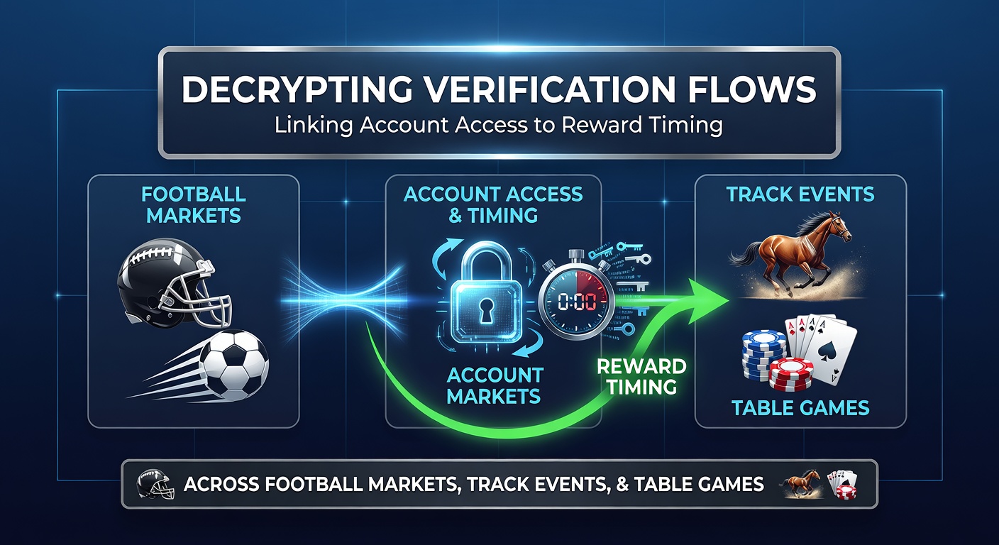Flowchart showing verification steps connecting account setup to bonus release timing in betting platforms