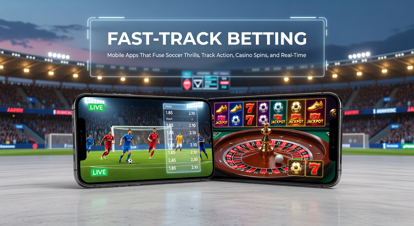 Dynamic split-screen view on a betting app showing a horse race in progress, soccer field action, spinning casino roulette wheel, and fluctuating odds charts