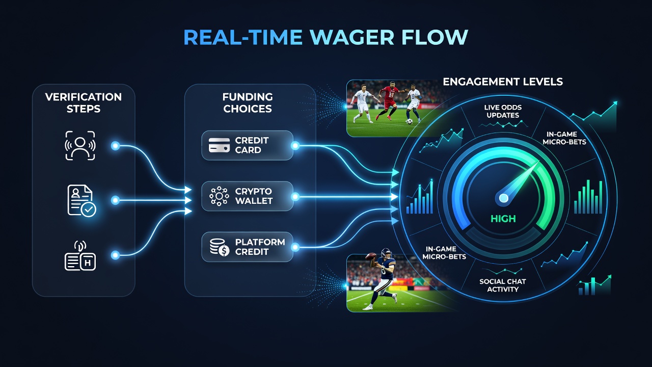 Diagram depicting payment options and their effects on live betting engagement levels