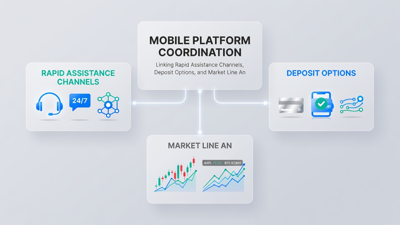 Detailed view of mobile app coordinating assistance channels with deposit processing and odds line analysis